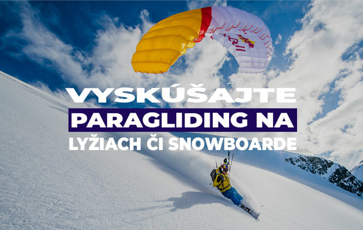Vyskúšajte paragliding na lyžiach či snowboarde