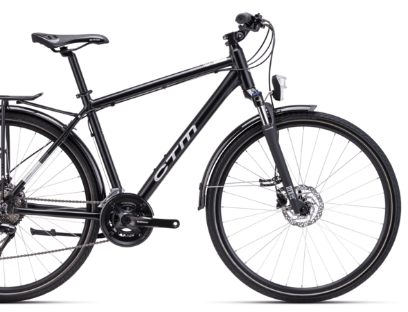 Bicykel CTM Tranz Trek Matná Čierna / Lesklá Strieborná 2025