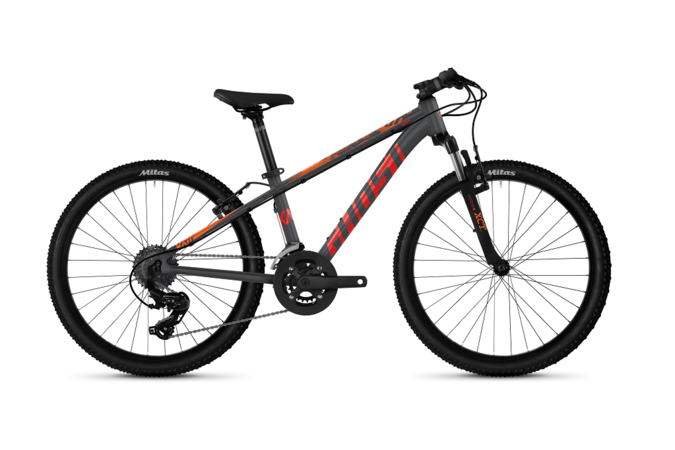 Bicykel Ghost Kato 24 Base Dark Silver/Red/Orange 2021