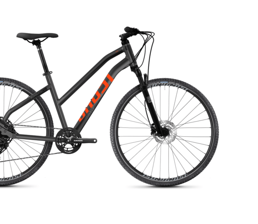 Bicykel Ghost Square Cross Essential Ladies Dark Silver/Midnight Black/Lava Orange 2022