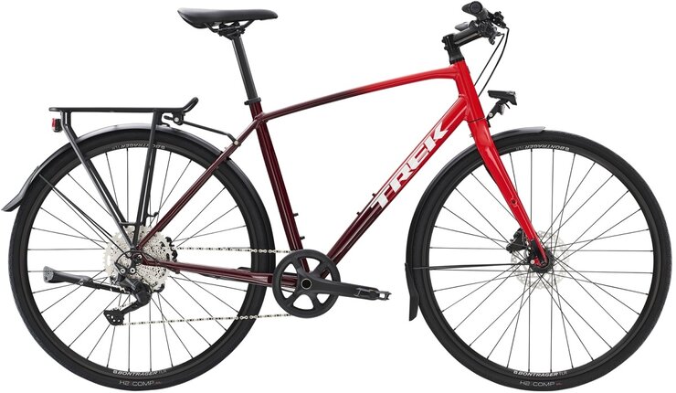 Bicykel Trek FX 3 Disc Equipped Viper Red to Cobra Blood Fade 2023