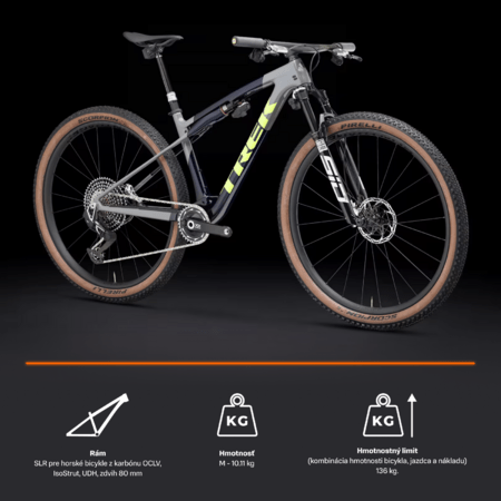 Bicykel Trek Supercaliber SLR 9.9 Flight Attendant Gen 2 Navy Carbon Smoke Blue/Slate Grey/Glowstick Green 2025