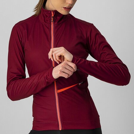 Cyklistická bunda Castelli Go W Jacket Bordeaux/Brilliant Pink