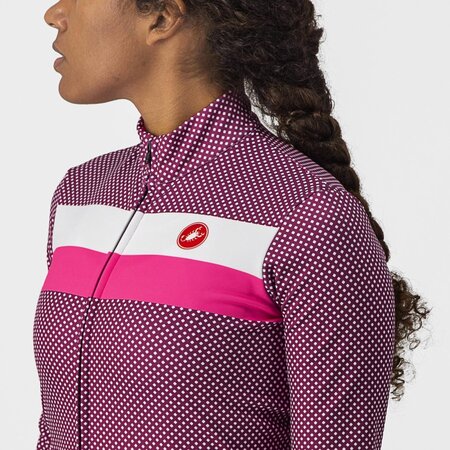 Cyklistický dres Castelli Volare LS Jersey Cyclamen/White-Pink Fluo