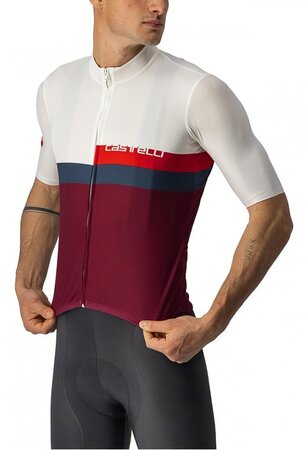 Cyklistický dres Castelli A Blocco SS Jersey Ivory/Red/Blue/Bordeaux
