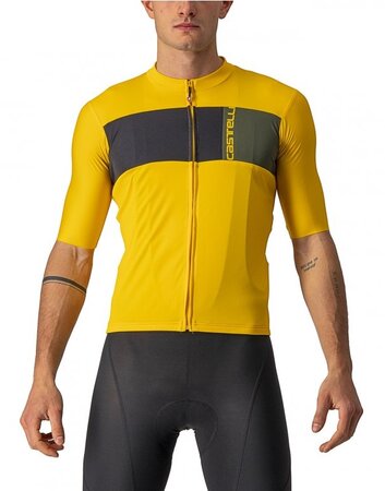 Cyklistický dres Castelli Prologo 7 Jersey Saffron/Light Black Military