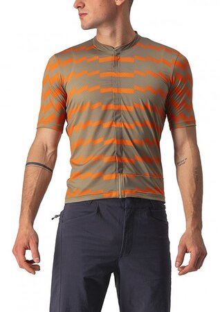 Cyklistický dres Castelli Unltd Sterrato Jersey Olive Green/Orange