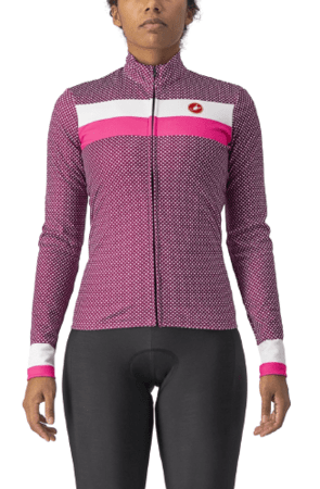 Cyklistický dres Castelli Volare LS Jersey Cyclamen/White-Pink Fluo