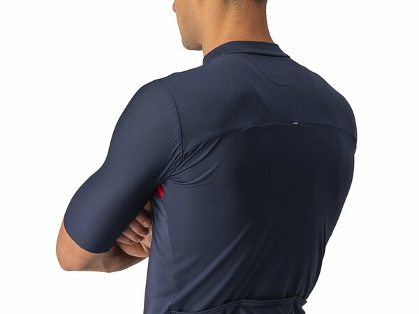 Cyklistický dres Castelli Prologo 7 Jersey Savile Blue/Silver Gray/Red