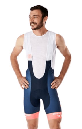 Cyklistické kraťasy Santini Trek-Segafredo Team Replica Race Dark Blue/Radioactive Coral