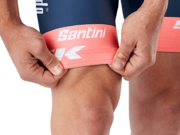 Cyklistické kraťasy Santini Trek-Segafredo Team Replica Race Dark Blue/Radioactive Coral