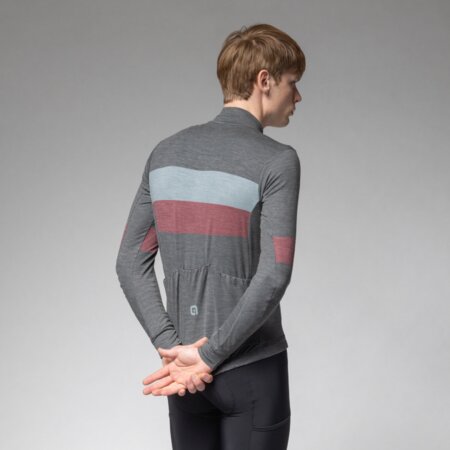 Cyklistický dres ALÉ Off Road - Gravel Wool Line Bordeaux