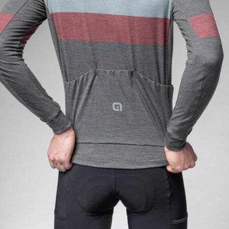 Cyklistický dres ALÉ Off Road - Gravel Wool Line Bordeaux