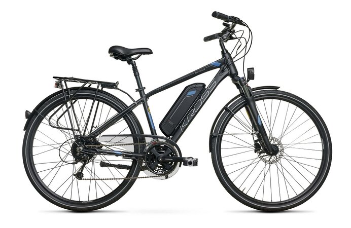 Elektrobicykel Kross Trans Hybrid Black/Blue/Silver 2021