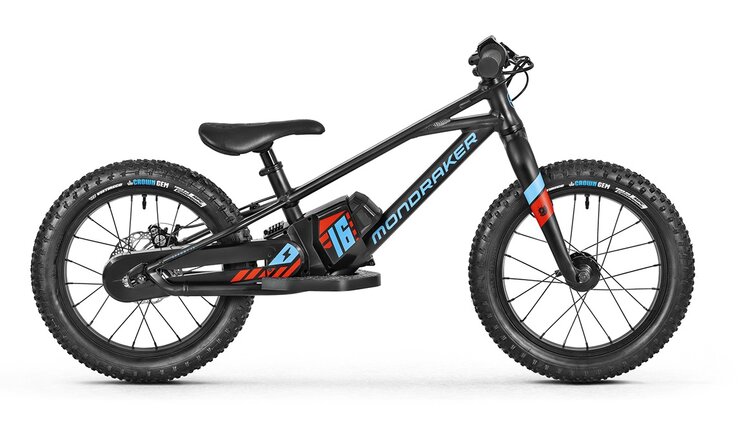 Elektrické odrážadlo Mondraker Grommy 16 Black/Light blue/Flame red 2022