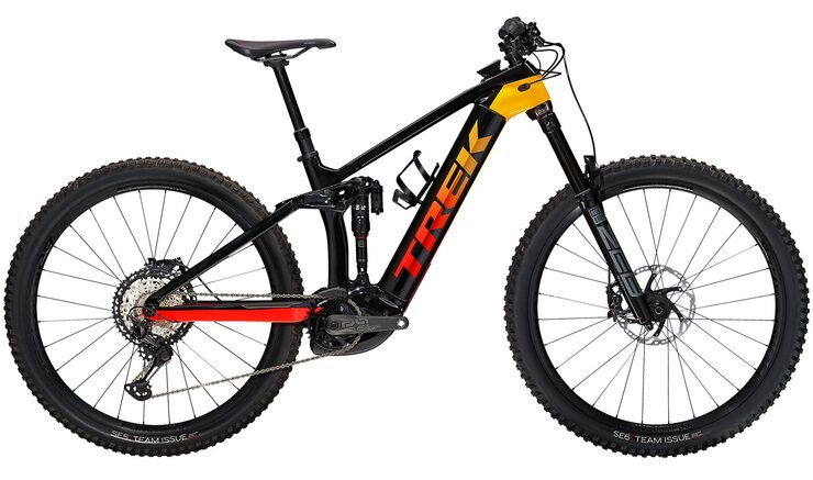 Elektrobicykel Trek Rail 9.8 XT Black/Marigold to Red Fade 2022