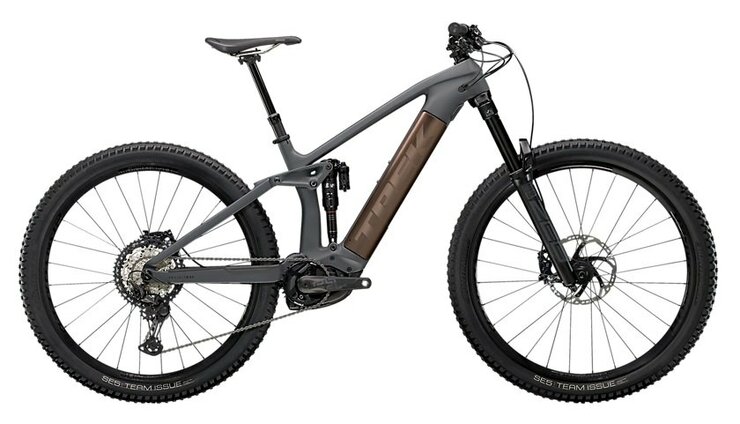 Elektrobicykel Trek Rail 9.8 XT Solid Charcoal to Root Beer Ano Decal 2021