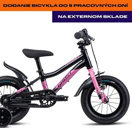 Bicykel Ghost Powerkid 12 Metallic Black/Pearl Pink Gloss E 2023