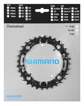 Prevodník 32z. Shimano M480 9-k. Deore Čierny 104 mm