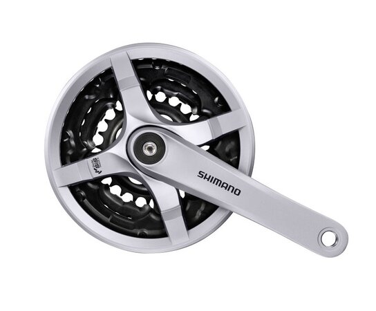 Shimano Stred TY501 170mm 42/34/24z. 6/7/8-k. strieborný s krytom