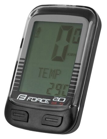 Cyklopočítač Force WLS 20 funkčný bezdrát Čierny