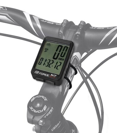 Cyklopočítač Force WLS 12 funkčný bezdrát Čierna