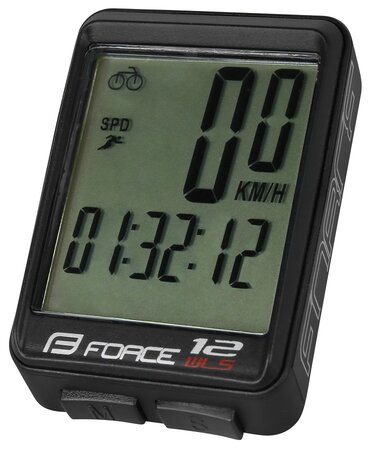 Cyklopočítač Force WLS 12 funkčný bezdrát Čierna