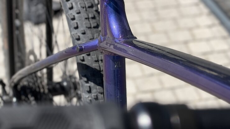 Testovaný bicykel Trek Marlin 5 Gen 3 Purple Flip To Trek Black Fade 2025 R112