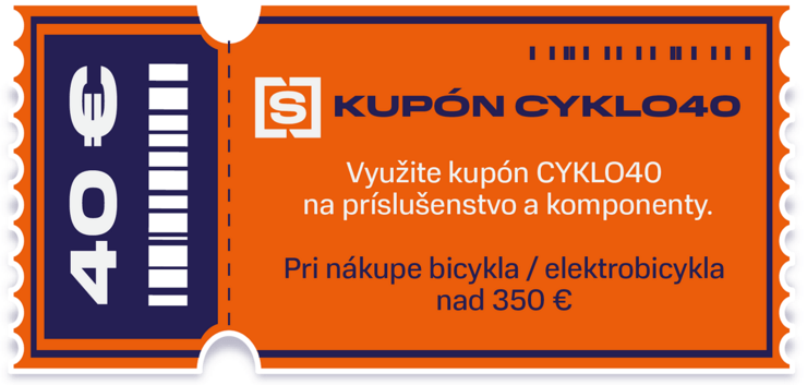 Využi kupón CYKLO40 na Príslušenstvo a Komponenty pri kúpe bajku nad 350 €