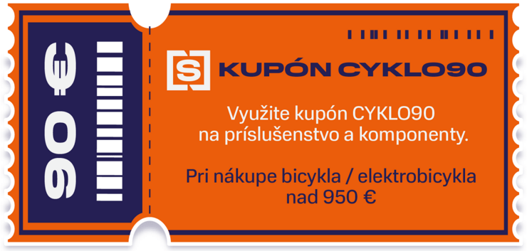 Využi kupón CYKLO90 na Príslušenstvo a Komponenty pri kúpe bajku nad 950 €