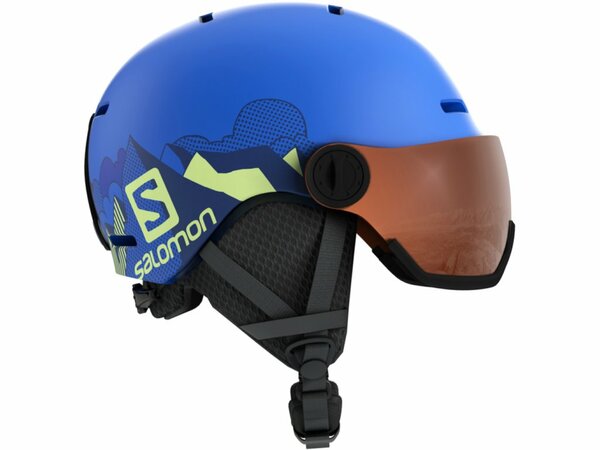 Lyžiarska prilba Salomon Grom visor pop blue mat 19/20 Lyžiarska prilba Salomon Grom visor pop blue mat 19/20