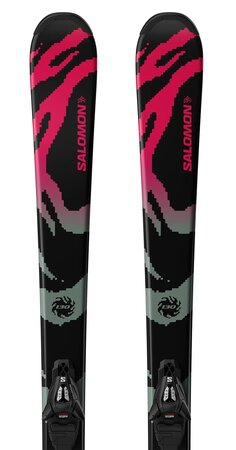 Lyže Salomon L QST Jr Black M + C5 GW J75 Black/Neon Punch 26/27