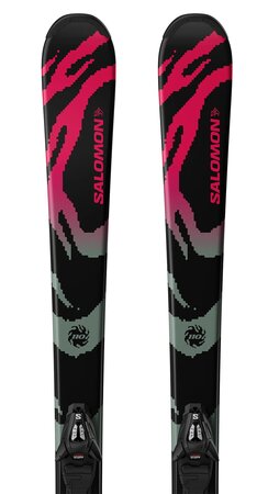 Lyže Salomon L QST Jr Black S + C5 GW J75 Black/Neon Punch 26/27