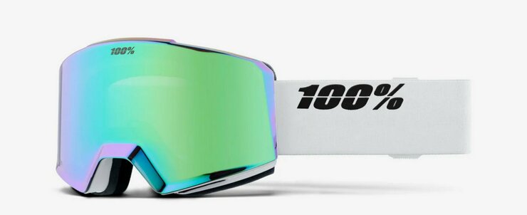 Okuliare 100% NORG HiPER Goggle White/Green - Mirror Green Lens