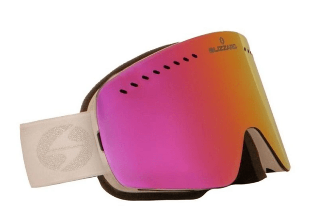 Lyžiarske okuliare Blizzard 983 MDAVZOW White Shiny/Amber Highr Contrast Lens/Full Revo Pink