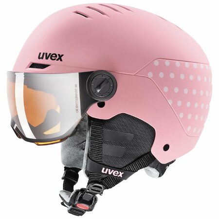 Lyžiarska prilba Uvex Rocket Jr. Visor Pink Confetti Mat