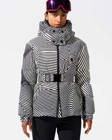 Lyžiarska bunda Perfect Moment Candice Ski Parka Warped Star Print - Black/Snow White