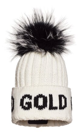 Čiapka Goldbergh Hodd Beanie Real Raccoon Fur White