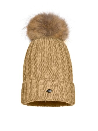Čiapka Goldbergh Una Beanie Real Raccoon Fur Latte