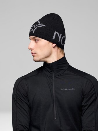 Čiapka Norrona /29 mid merinoUll logo Beanie Caviar Melange
