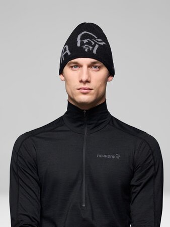 Čiapka Norrona /29 mid merinoUll logo Beanie Caviar Melange