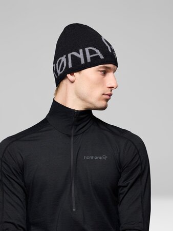 Čiapka Norrona /29 mid merinoUll logo Beanie Caviar Melange