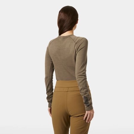 Funkčné tričko Helly Hansen W Lifa Merino Midweight Graphic Crew Sepia Houndstooth Aop