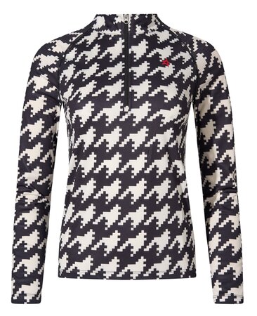 Funkčné tričko Perfect Moment 1/4 Zip Base Layer Top B&W Houndstooth