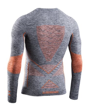 Pánske funkčné tričko X-Bionic Energy Accumulator 4.0 Melange Shirt Round Neck LG SL Men Grey Melange/Orange