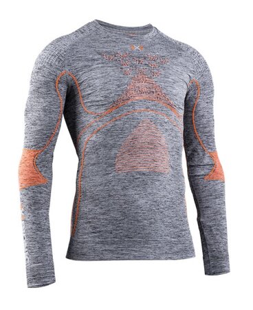 Pánske funkčné tričko X-Bionic Energy Accumulator 4.0 Melange Shirt Round Neck LG SL Men Grey Melange/Orange