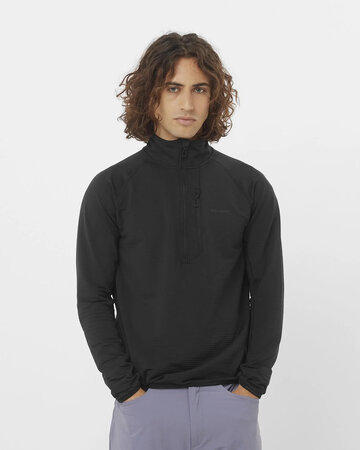 Mikina Salomon Essential Lightwarm Half Zip Men Deep Black