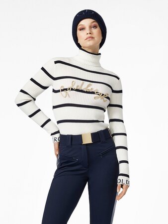 Sveter Goldbergh Mimi Long Sleeve Knit Sweater Breton Stripe Cream/Blue Sveter Goldbergh Mimi Long Sleeve Knit Sweater Breton Stripe Cream/Blue