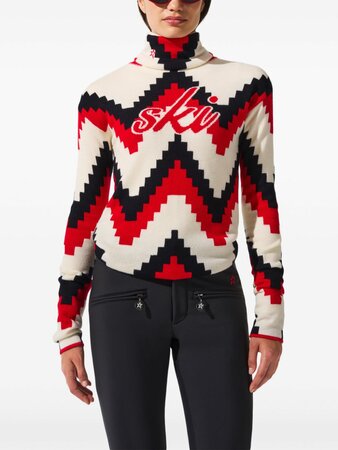 Dámsky sveter Perfect Moment Chevron Roll-Neck Sweater Chevron Print/Red Dámsky sveter Perfect Moment Chevron Roll-Neck Sweater Chevron Print/Red