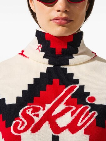 Dámsky sveter Perfect Moment Chevron Roll-Neck Sweater Chevron Print/Red Dámsky sveter Perfect Moment Chevron Roll-Neck Sweater Chevron Print/Red